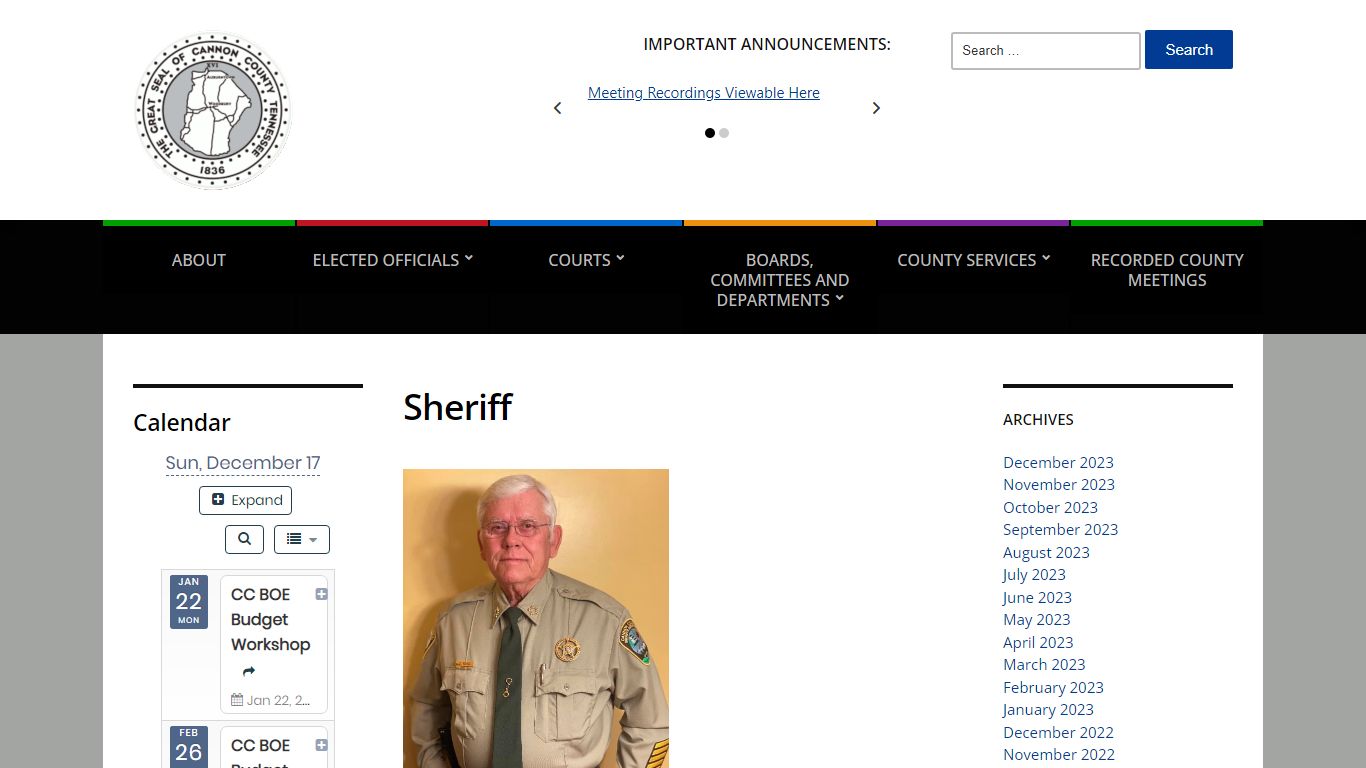 Sheriff – Cannon County, Tennessee